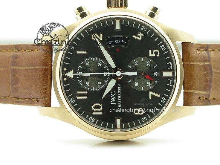 MIROTIME 0321 Youthful Pilot Chrono RG 3878 Gray Dial on Light Brown Leather Strap A 7394